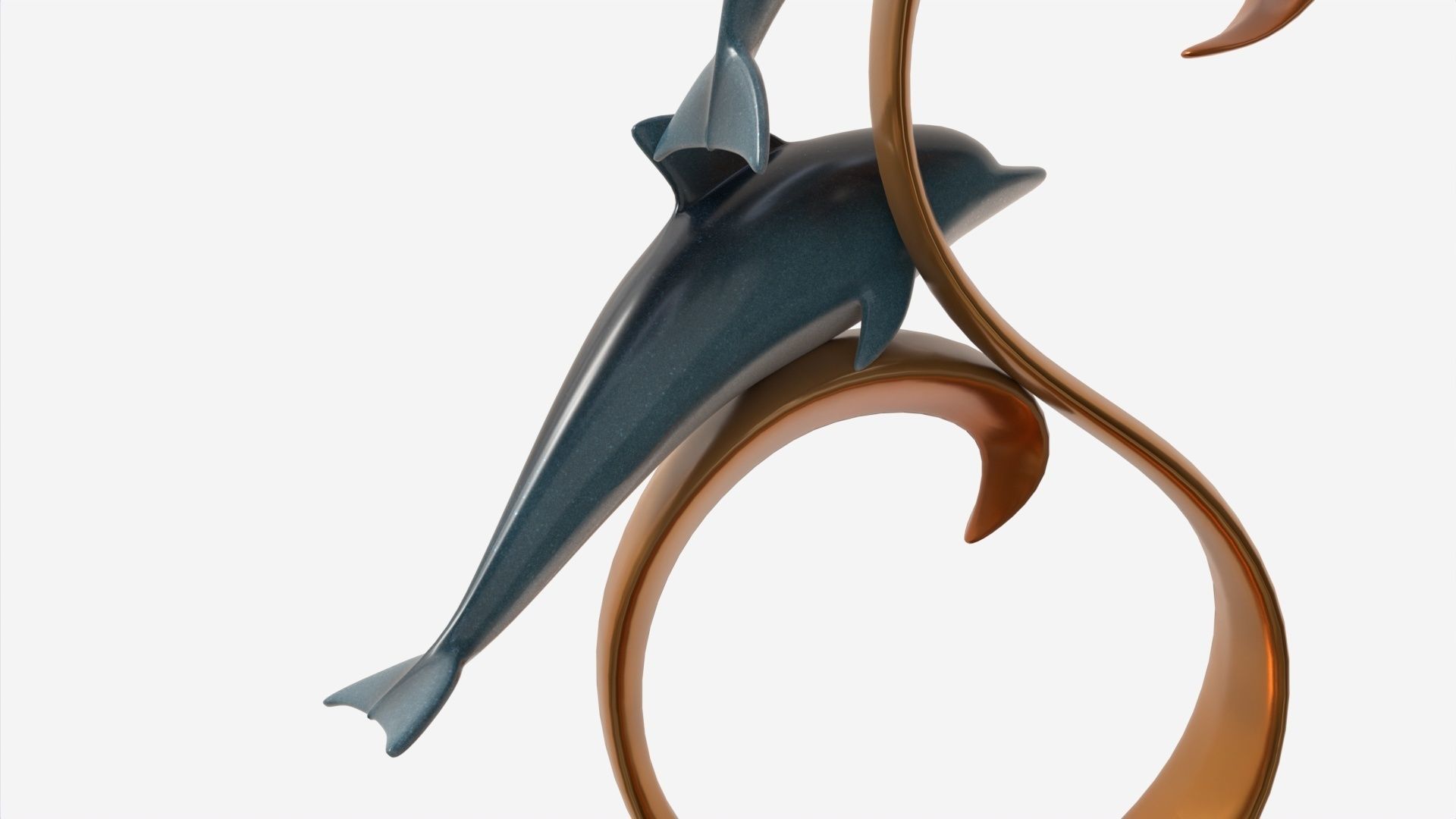 Decorative Ceramic Dolphins Statuette 3D model_2