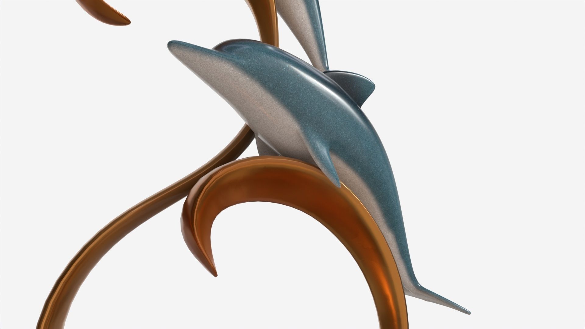 Decorative Ceramic Dolphins Statuette 3D model_3