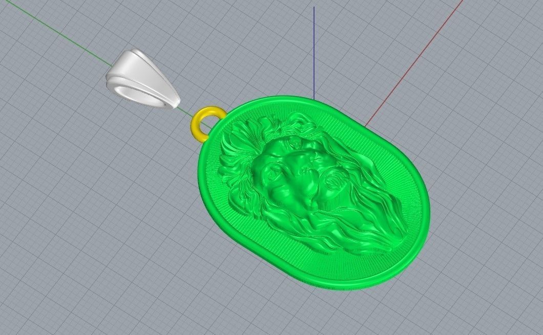 Lion Face pendant design 3D print model_3