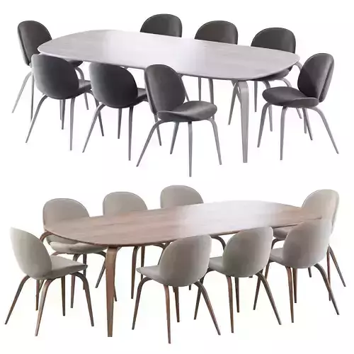 Beetle Dining Chair and Gubi Dining Table Elliptical