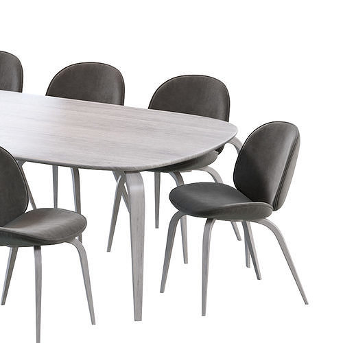 Beetle Dining Chair and Gubi Dining Table Elliptical 3D model 6