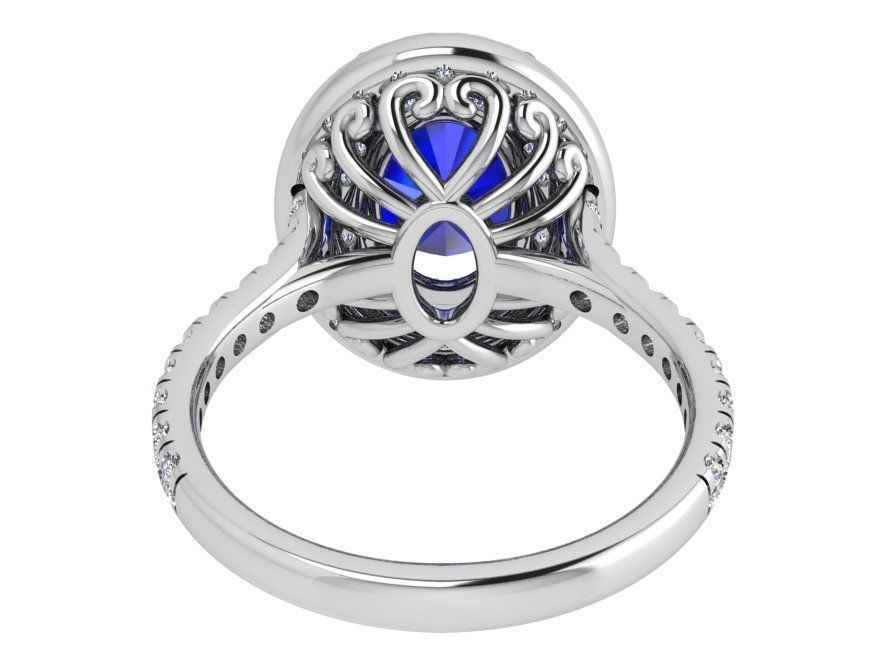 2-Row blue stone diamond ring 3608 3D print model 3D print model_3