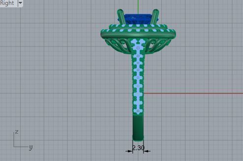 2-Row blue stone diamond ring 3608 3D print model 3D print model_6