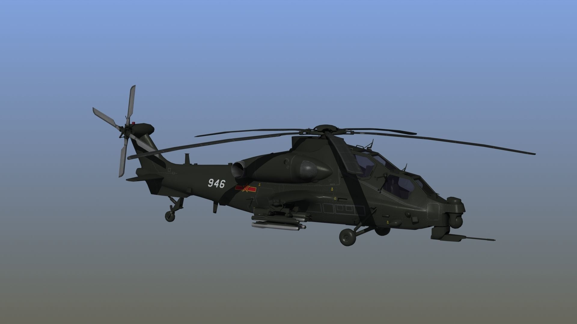 WZ10 Attack Helicopter 3D model_9