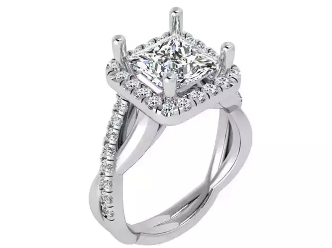 Square diamond ring 3610 3D print model 