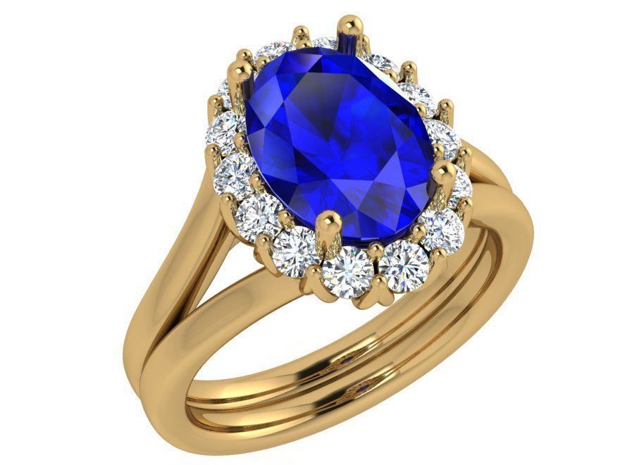 Pear Cabbochon Halo Twisted Ring 3611 3D print model 3D print model_1