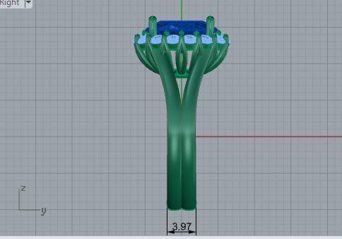Pear Cabbochon Halo Twisted Ring 3611 3D print model 3D print model_6