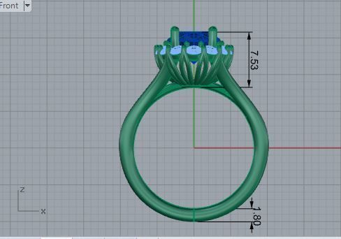 Pear Cabbochon Halo Twisted Ring 3611 3D print model 3D print model_5