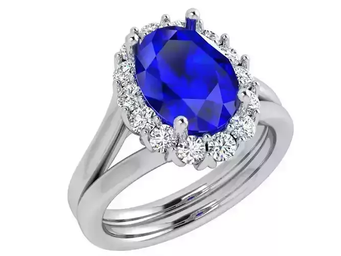 Pear Cabbochon Halo Twisted Ring 3611 3D print model