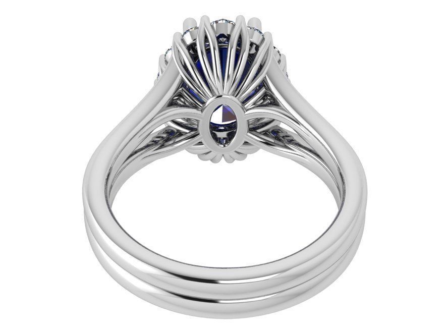 Pear Cabbochon Halo Twisted Ring 3611 3D print model 3D print model_3