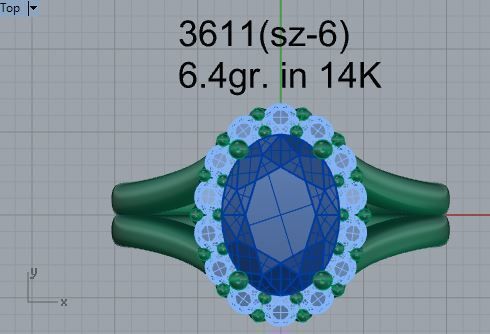 Pear Cabbochon Halo Twisted Ring 3611 3D print model 3D print model_4