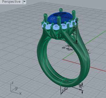 Pear Cabbochon Halo Twisted Ring 3611 3D print model 3D print model_7