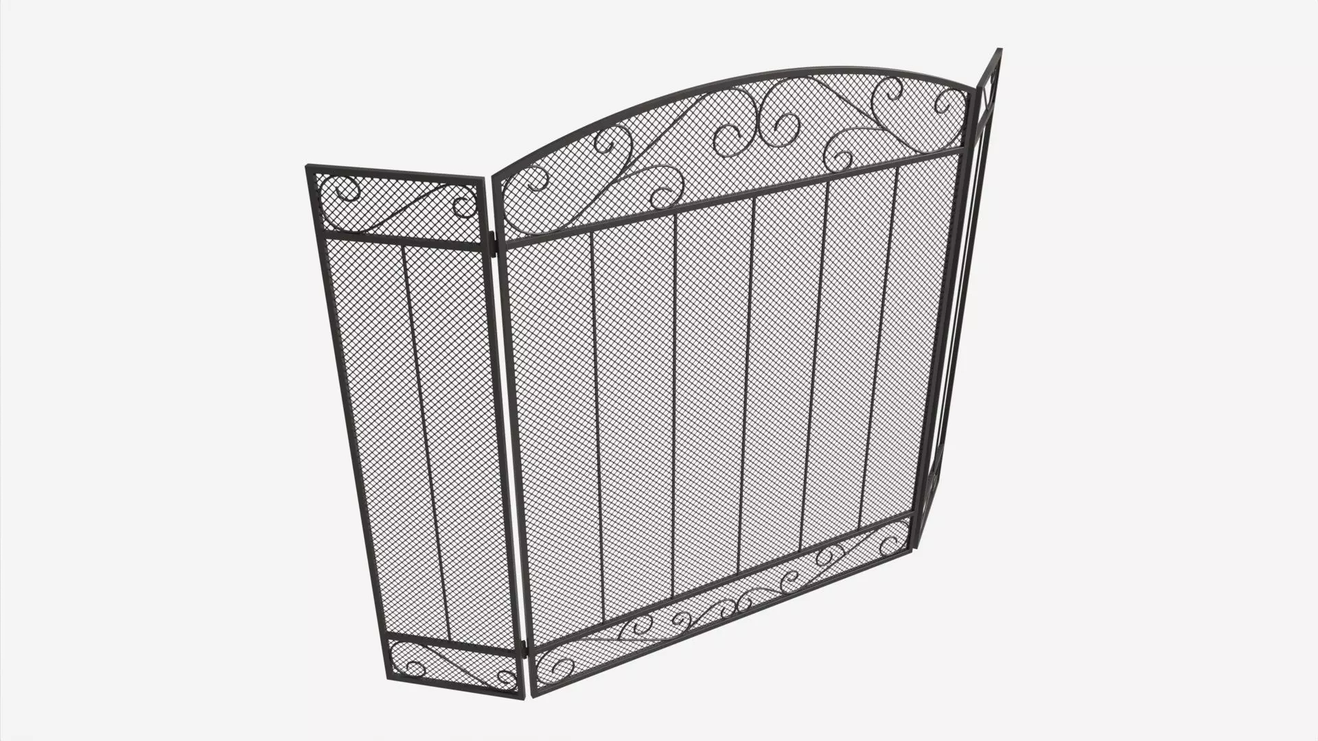 Folding Fireplace Screen 3-Panel 3D model_0
