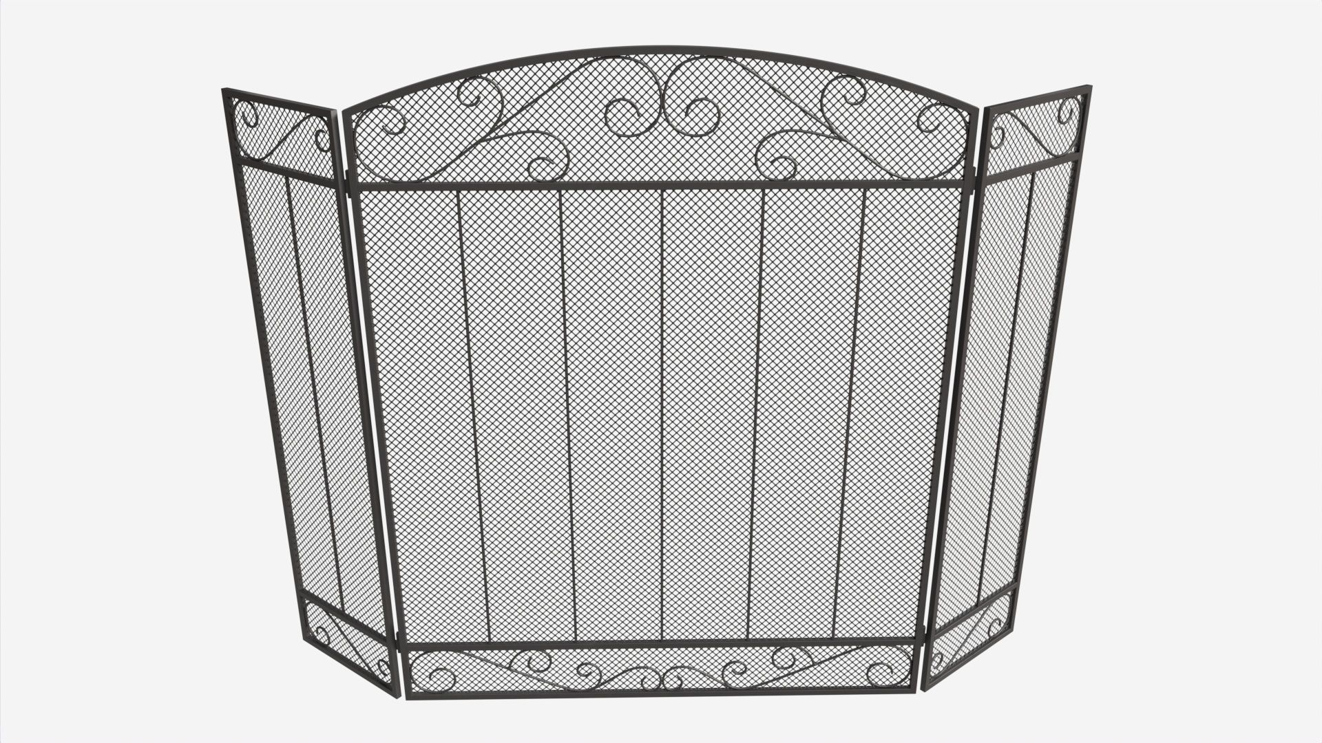 Folding Fireplace Screen 3-Panel 3D model_1
