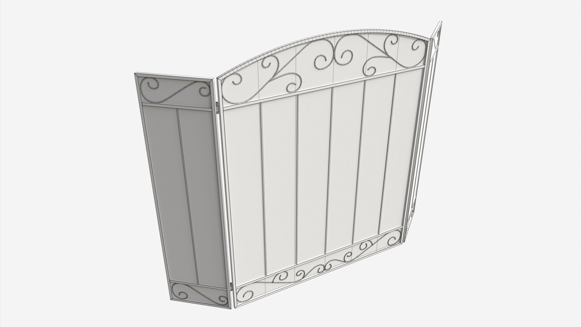 Folding Fireplace Screen 3-Panel 3D model_5