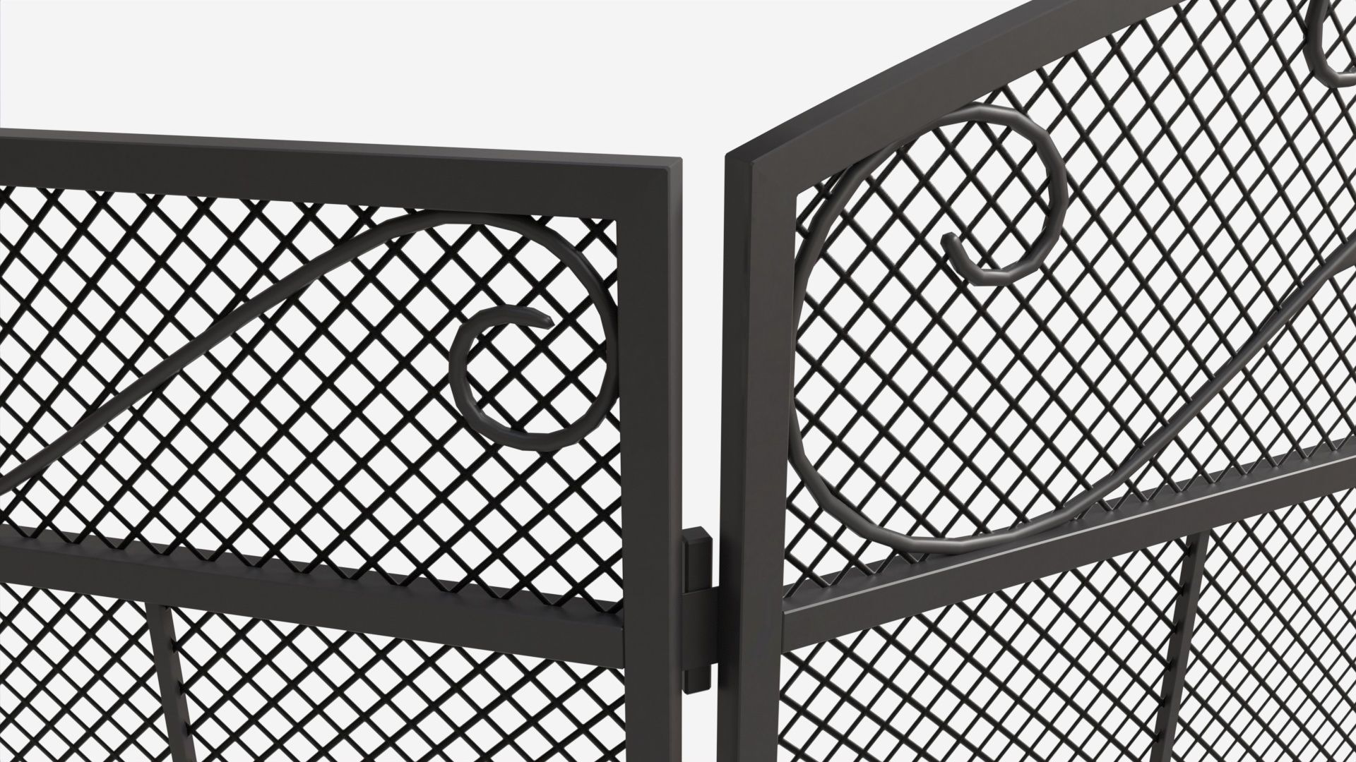 Folding Fireplace Screen 3-Panel 3D model_2