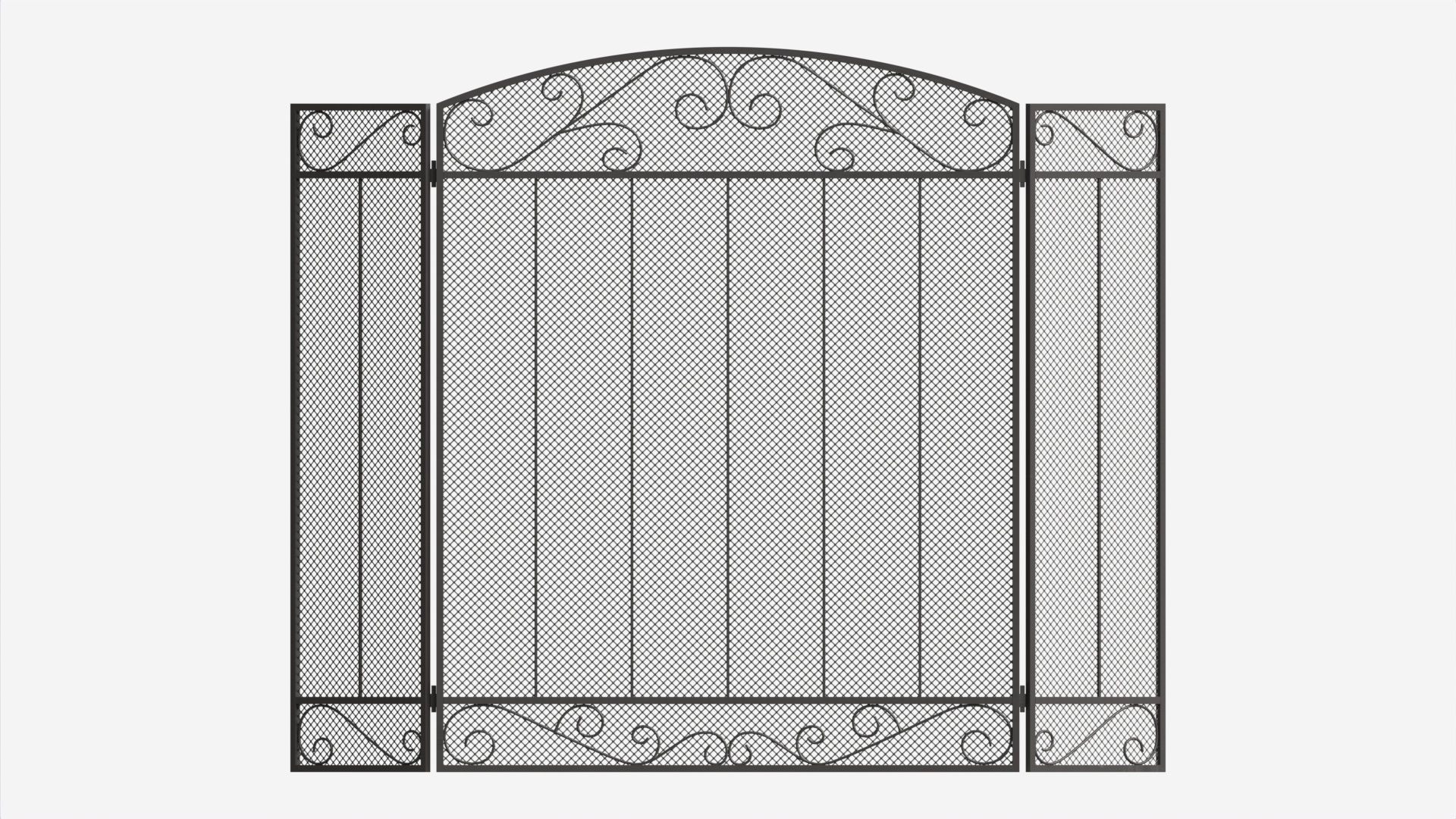 Folding Fireplace Screen 3-Panel 3D model_4