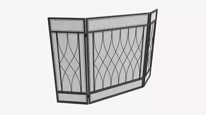 Folding Fireplace Screen 3-Panel Metal Mesh