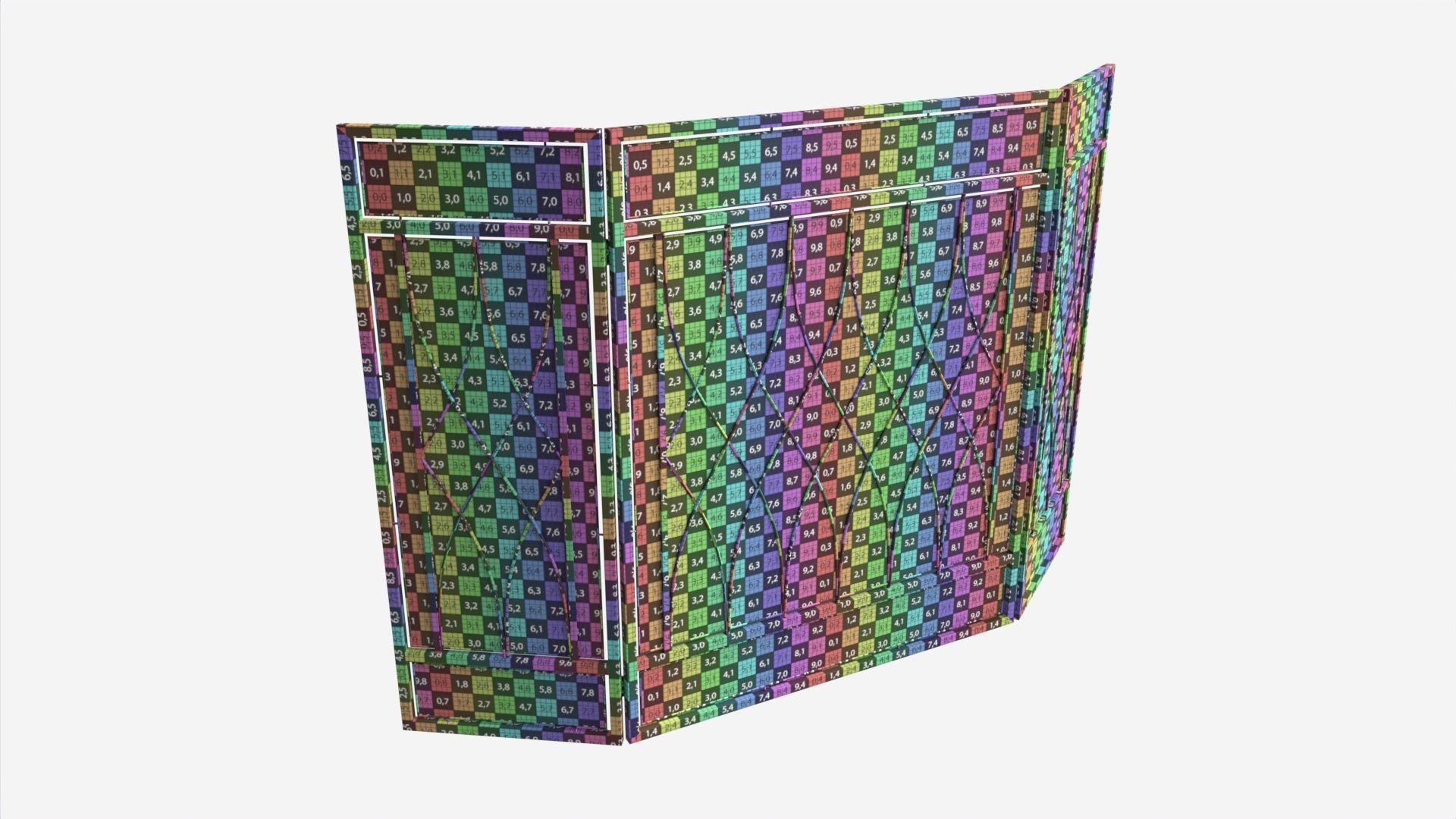 Folding Fireplace Screen 3-Panel Metal Mesh 3D model_6