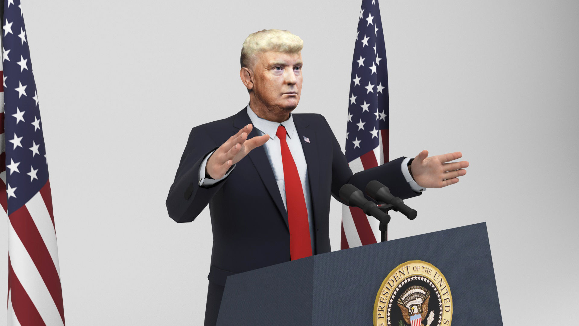 Donald Trump Low-poly 3D model_7