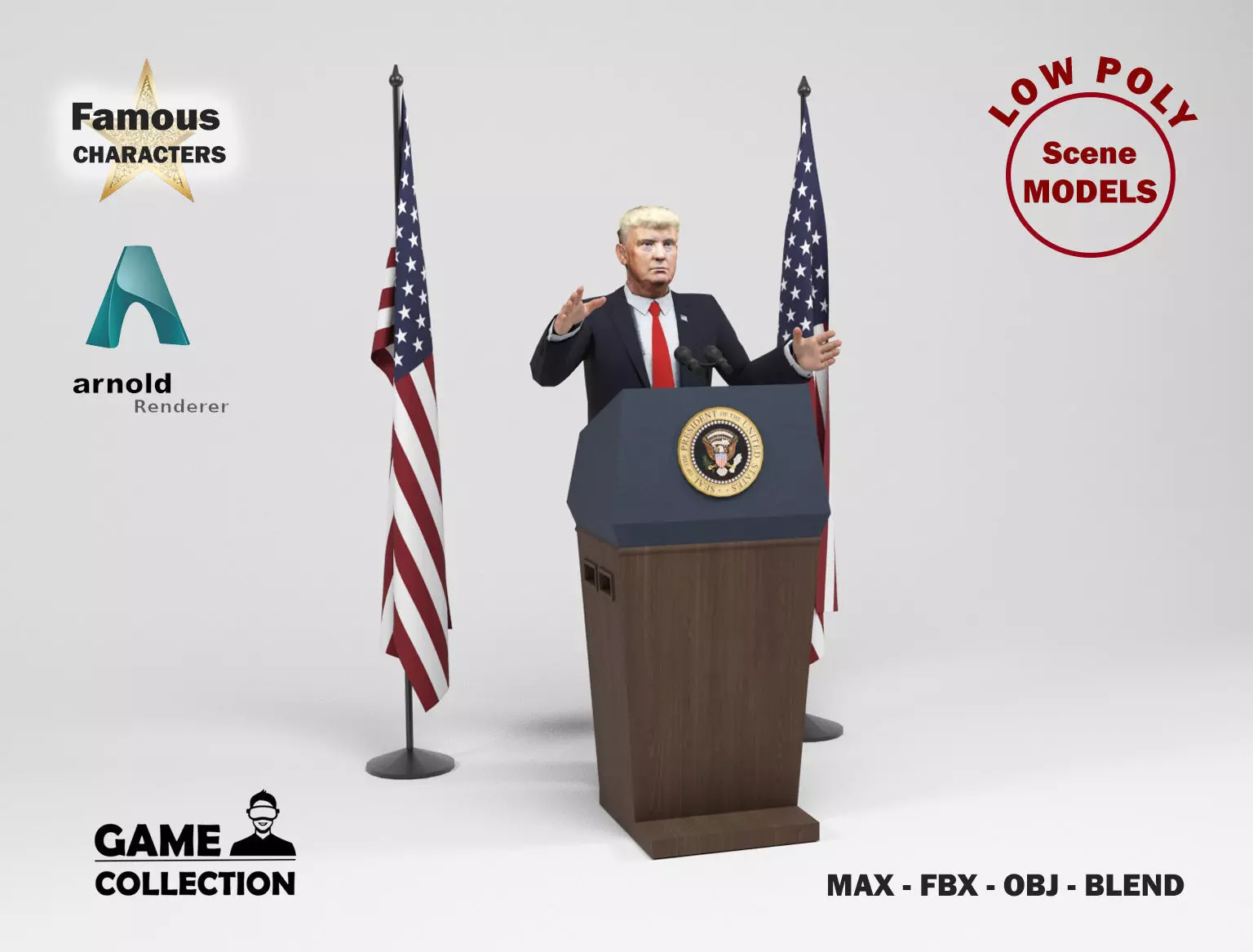 Donald Trump Low-poly 3D model_0