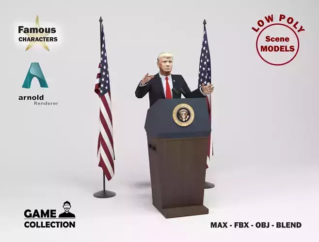 Donald Trump Low-poly 3D model