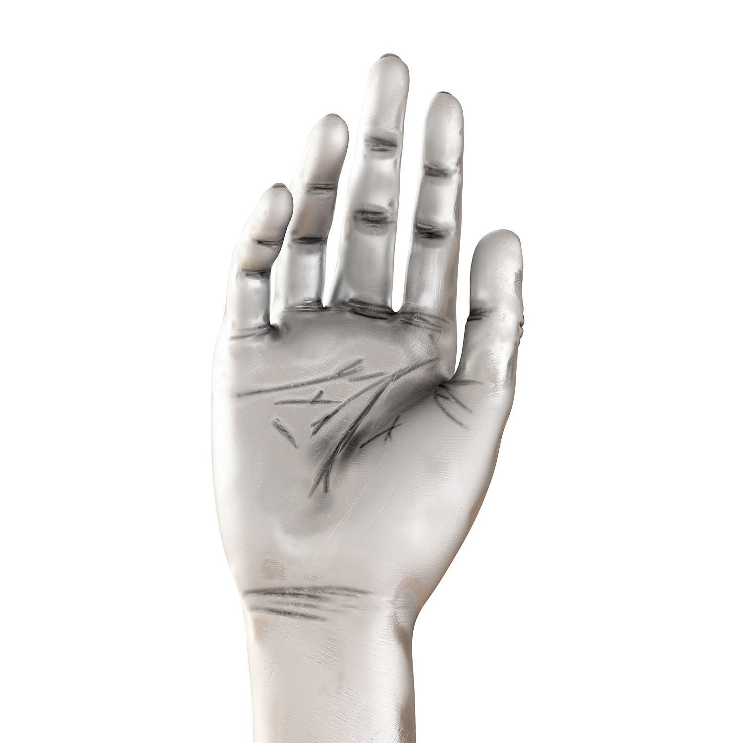 Metal figurine of a hand 3D model_3