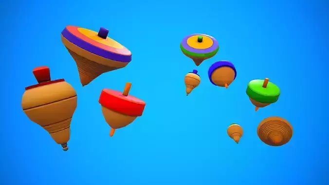 PEG-TOP CARTOON STYLIZED PEONZA Low-poly 3D model