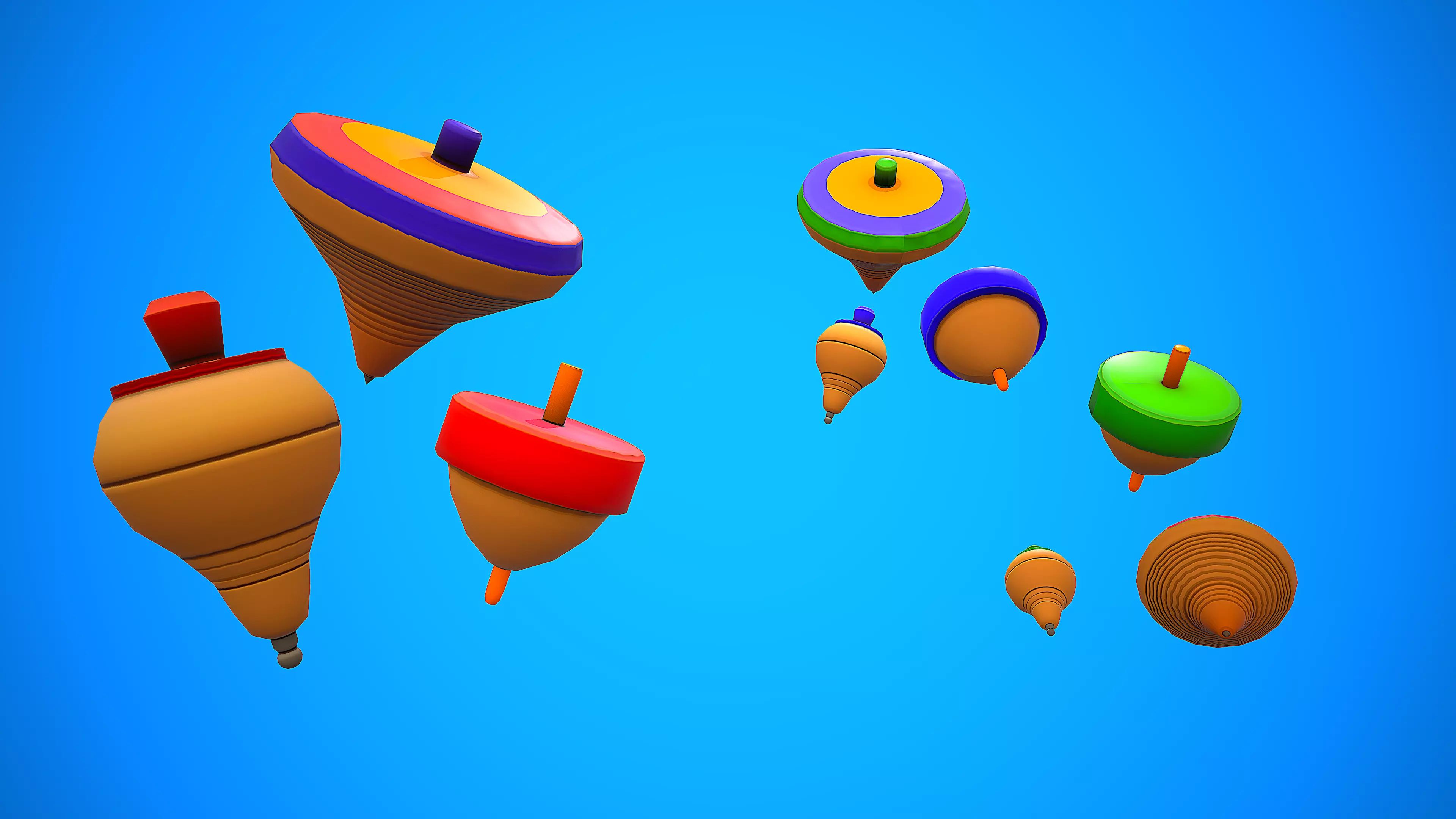 PEG-TOP CARTOON STYLIZED PEONZA Low-poly 3D model