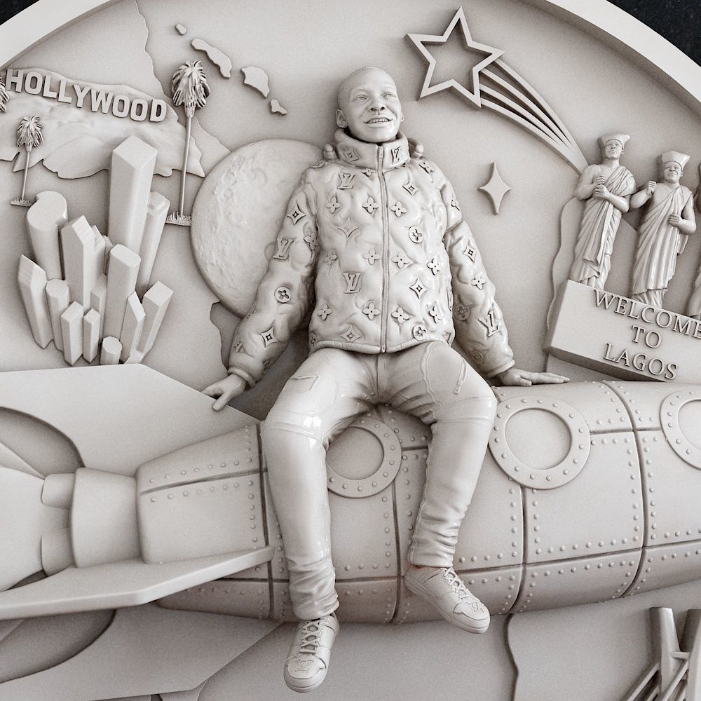 Man on the rocket Coin Medal LV 3D print model_2