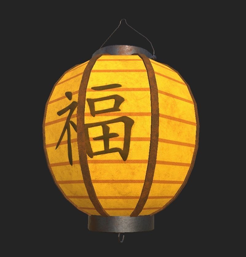 Realistic Chinese Lantern 4  Low-poly 3D model_28