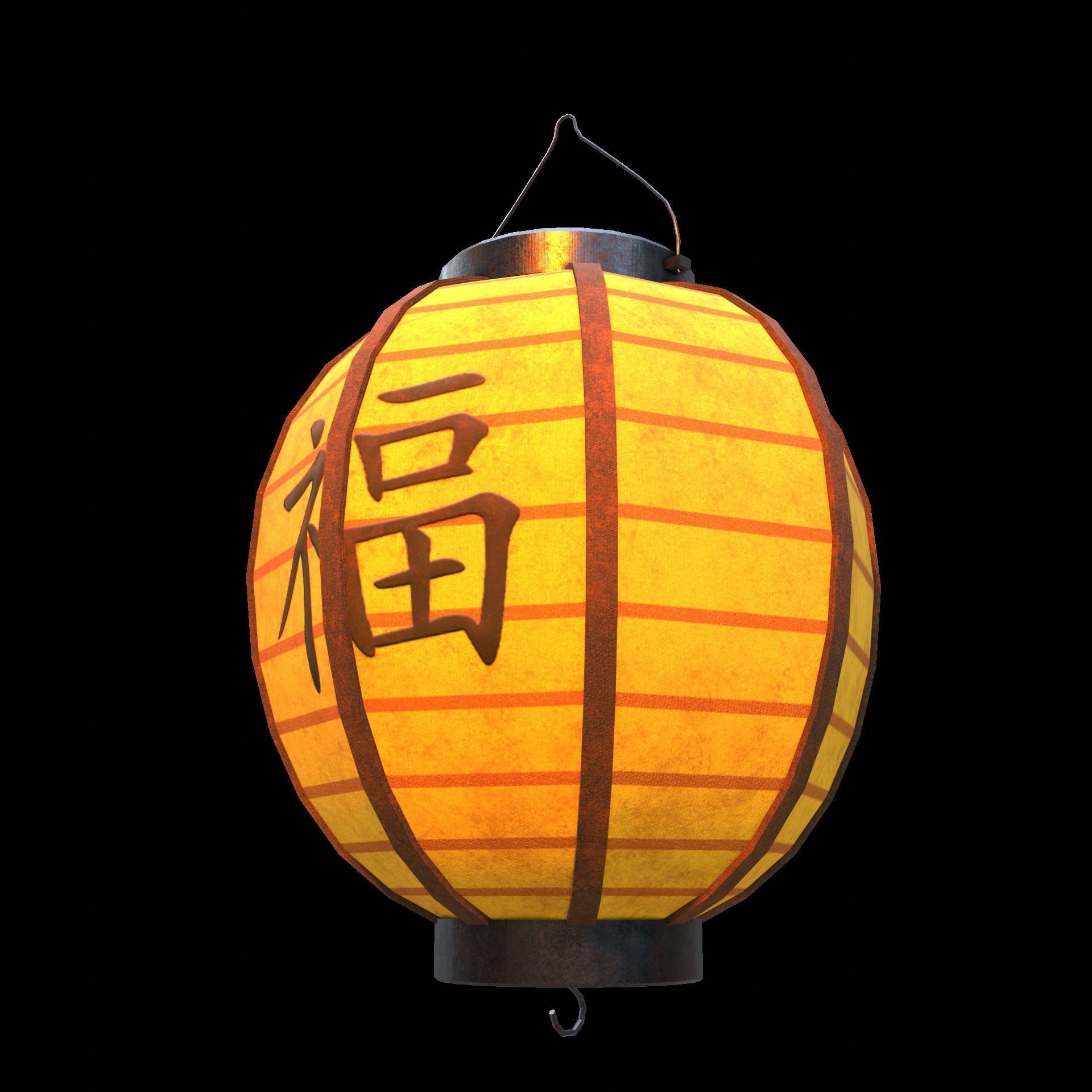 Realistic Chinese Lantern 4  Low-poly 3D model_7