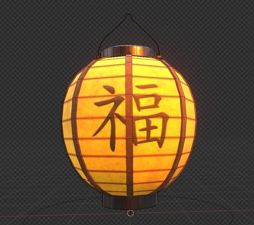 Realistic Chinese Lantern 4  Low-poly 3D model_11