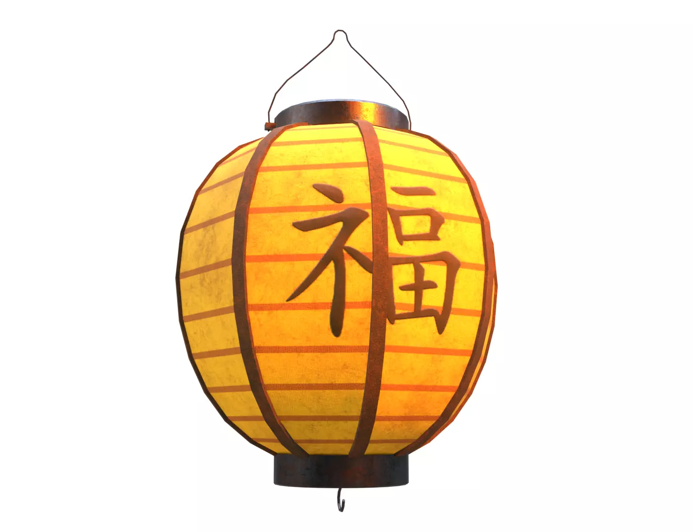 Realistic Chinese Lantern 4  Low-poly 3D model_0