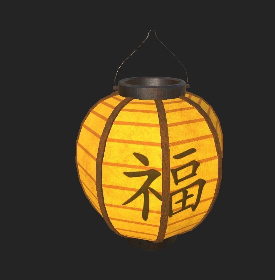 Realistic Chinese Lantern 4  Low-poly 3D model_32