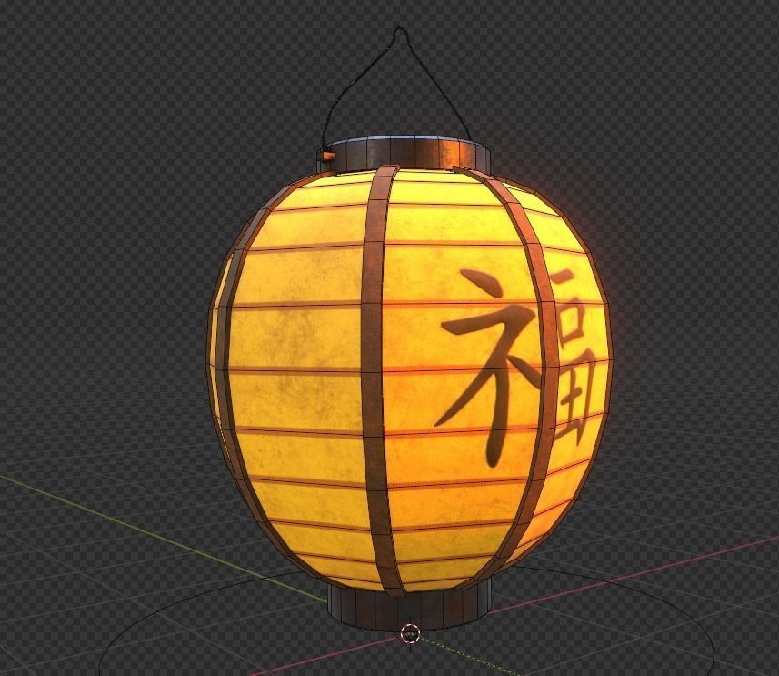 Realistic Chinese Lantern 4  Low-poly 3D model_14