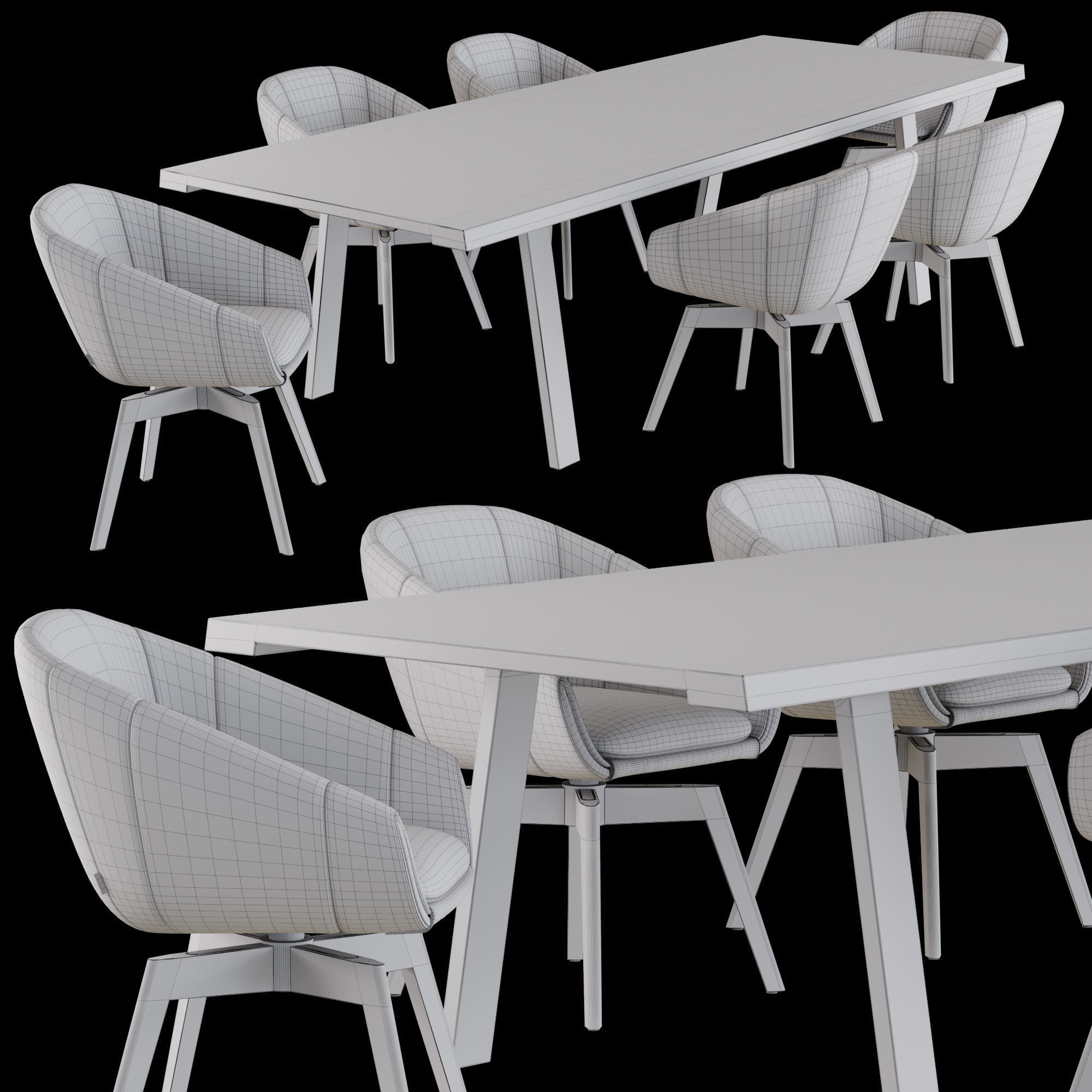 Montis Doble Dining Table Set 3D model_4