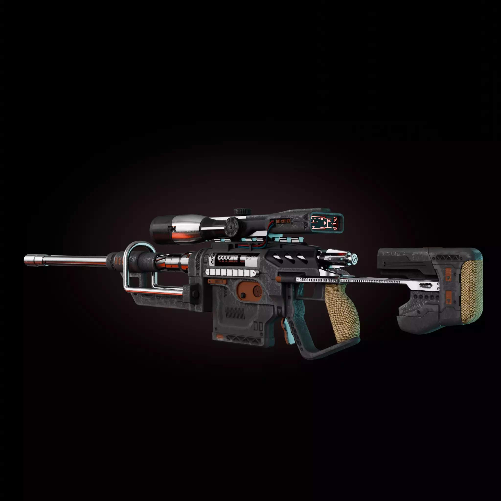 Sci-fi gun Low-poly 3D model