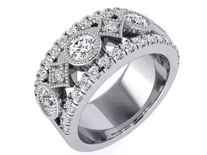 Fashion diamond ring 3614 3D print model 