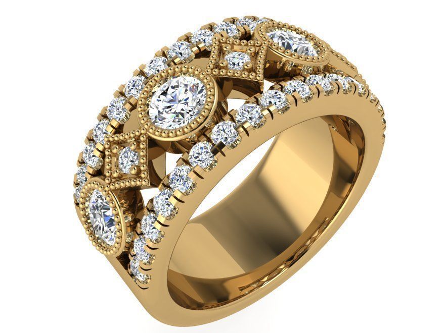 Fashion diamond ring 3614 3D print model 3D print model_1