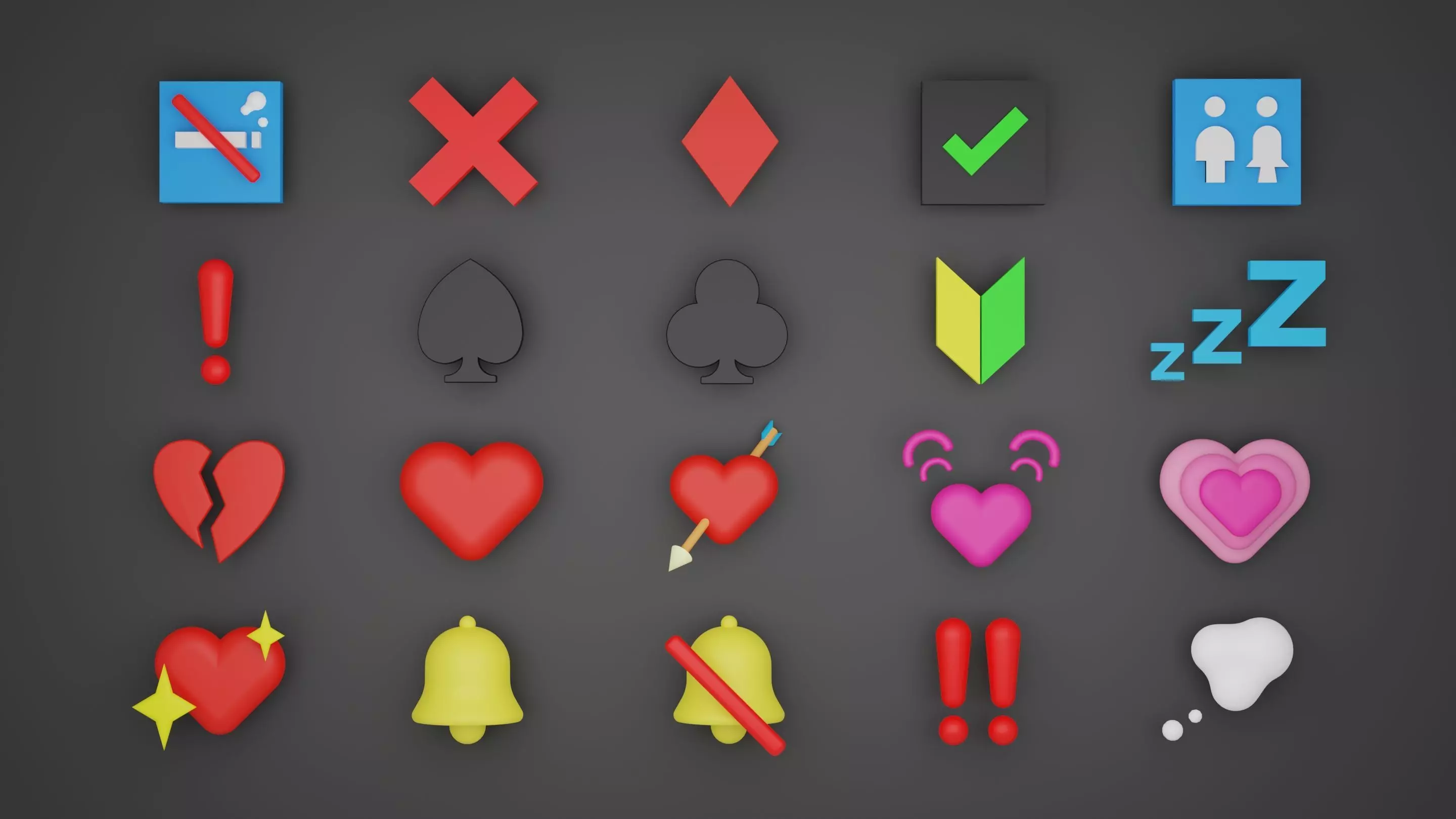 Icons Pack Low-poly 3D model_0
