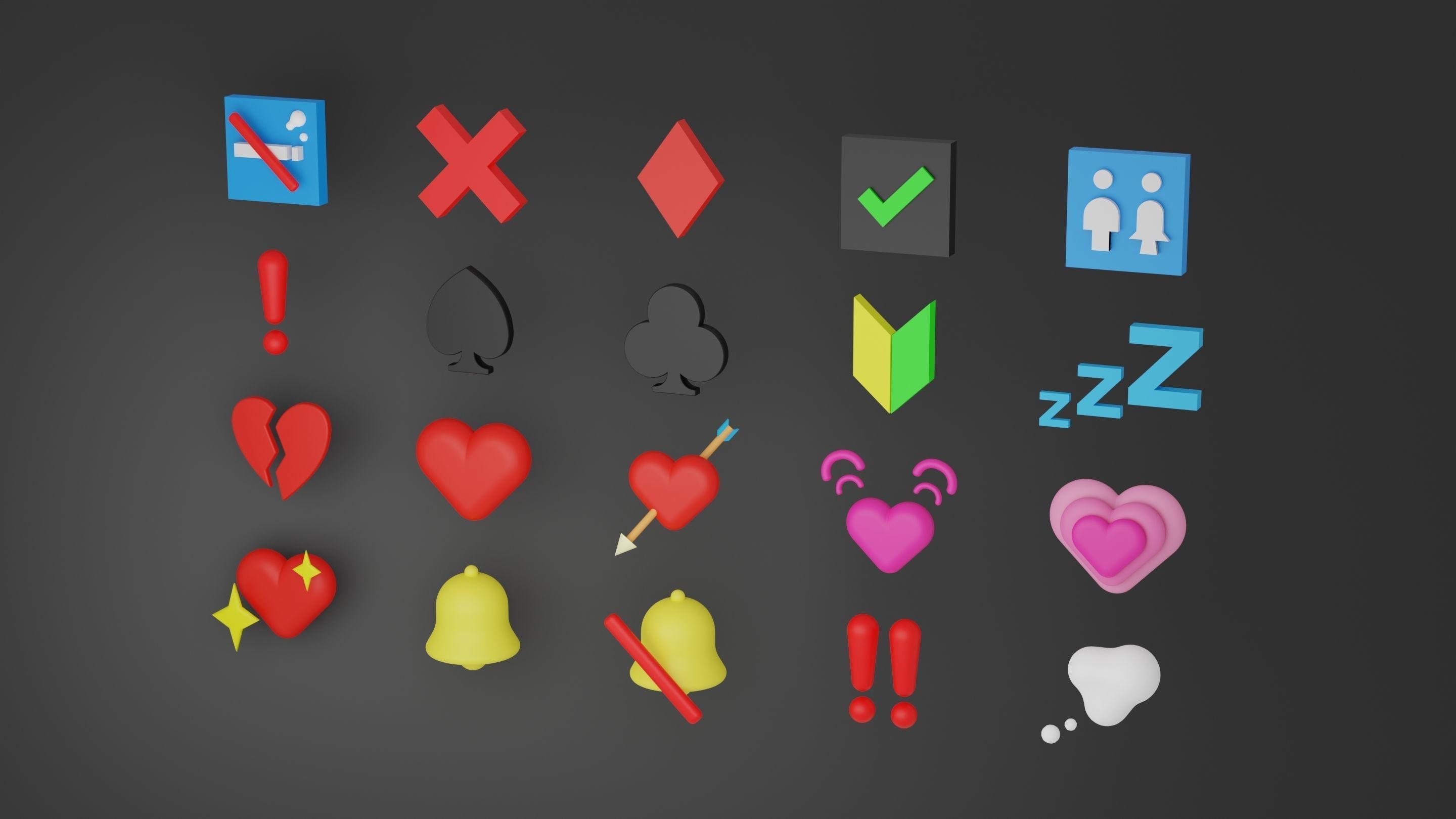 Icons Pack Low-poly 3D model_1