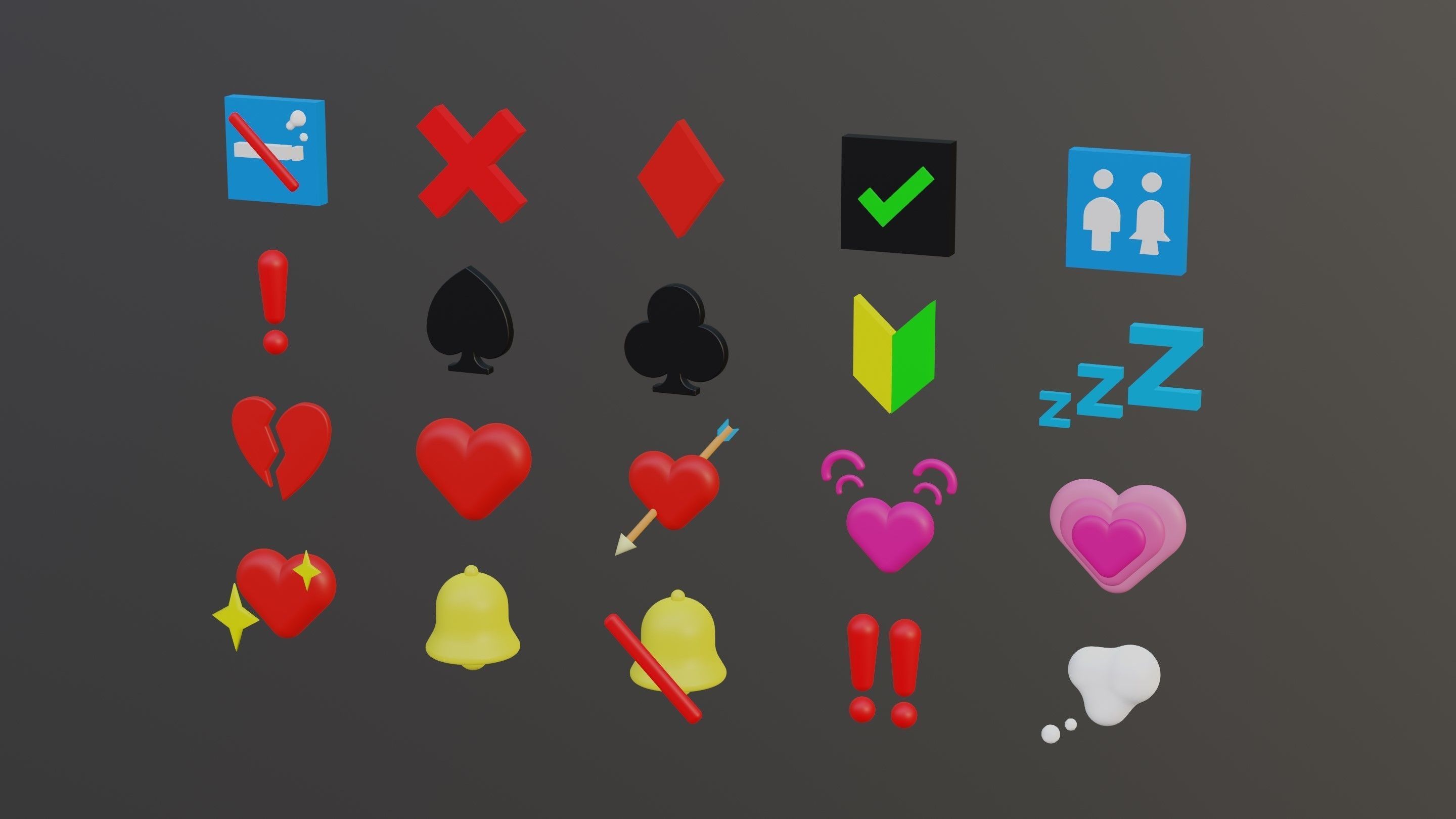 Icons Pack Low-poly 3D model_2