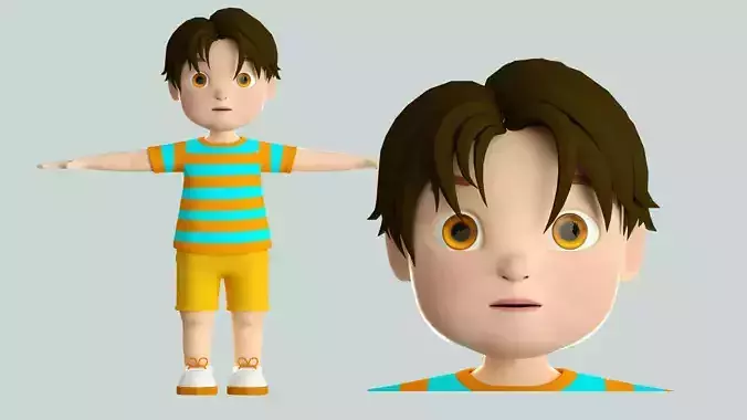 cartoon boy little fat boy child primary school student