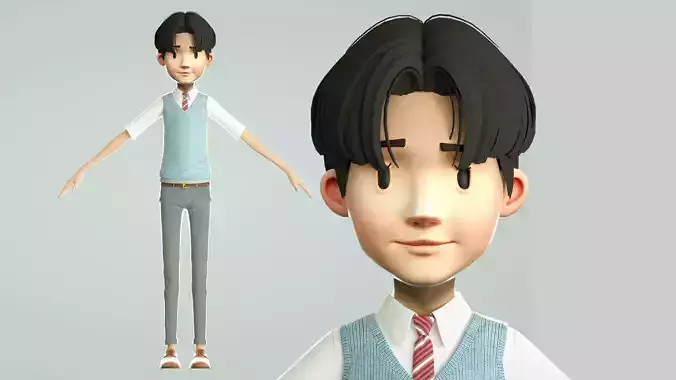 cartoon boy man student kid