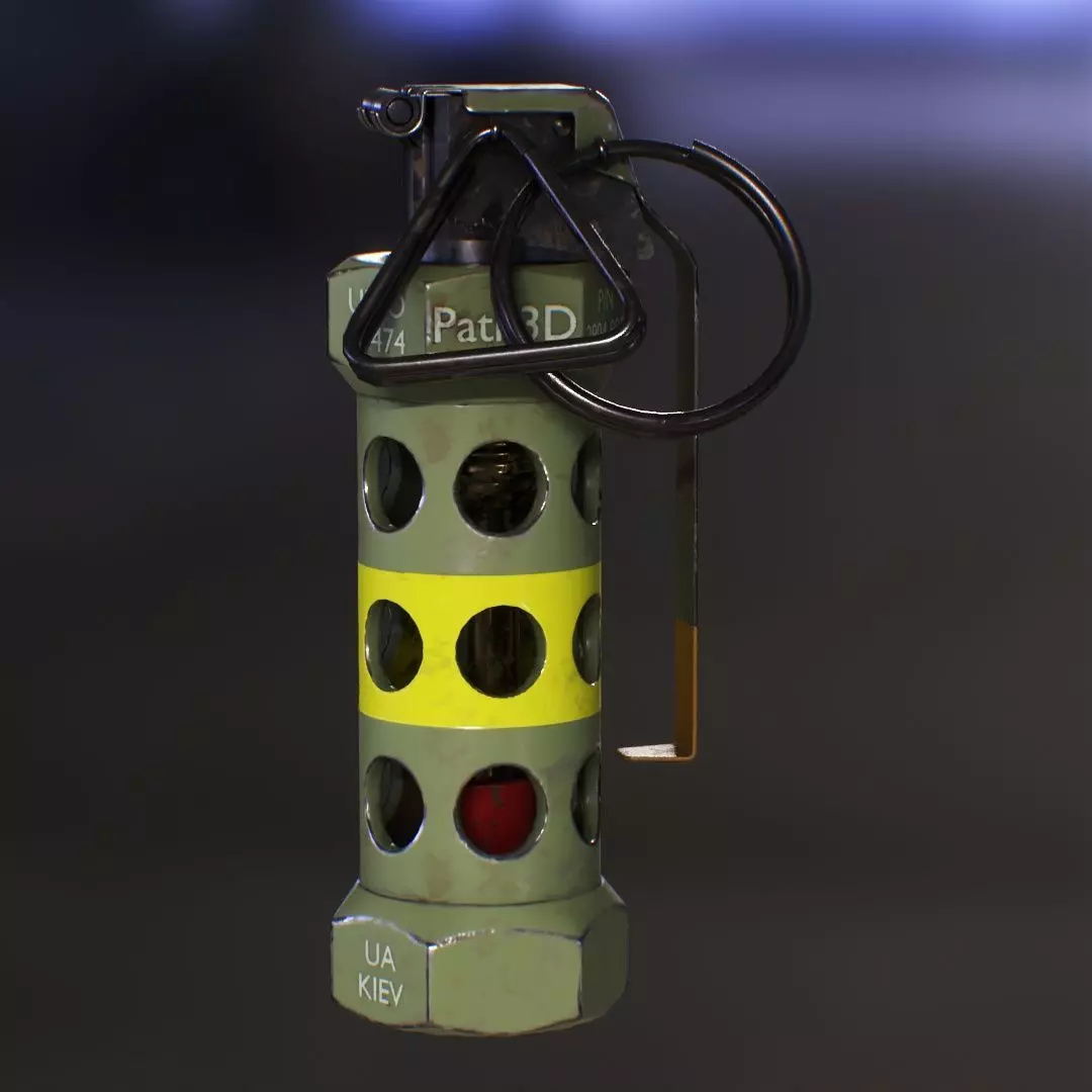 FlashBang 3D grenade launcher Low-poly 3D model_0