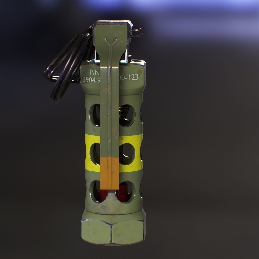 FlashBang 3D grenade launcher Low-poly 3D model_1