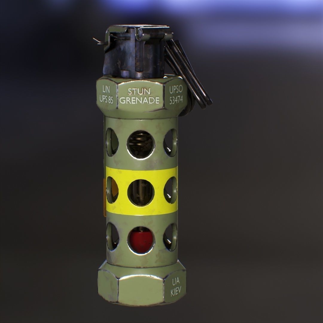 FlashBang 3D grenade launcher Low-poly 3D model_2