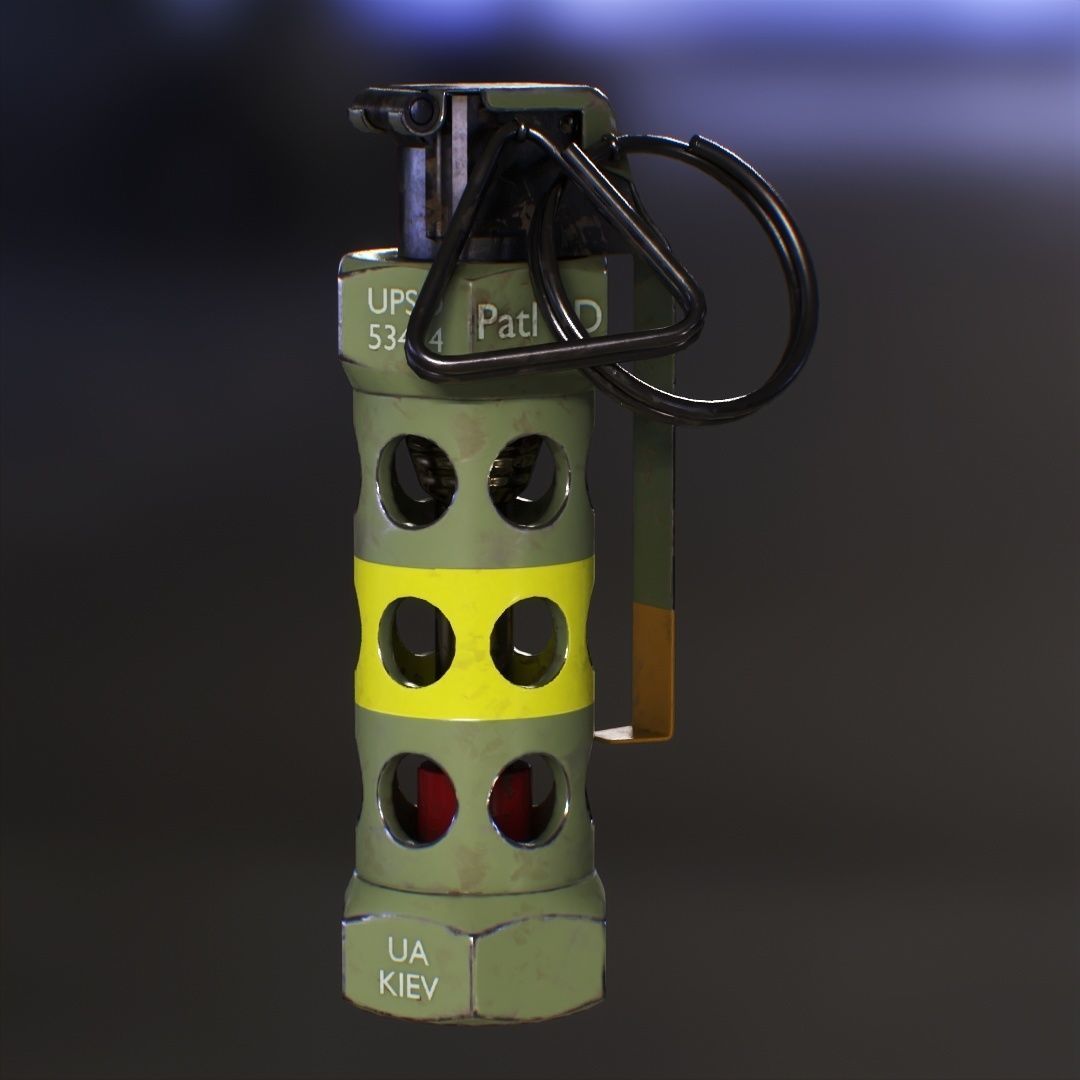 FlashBang 3D grenade launcher Low-poly 3D model_3