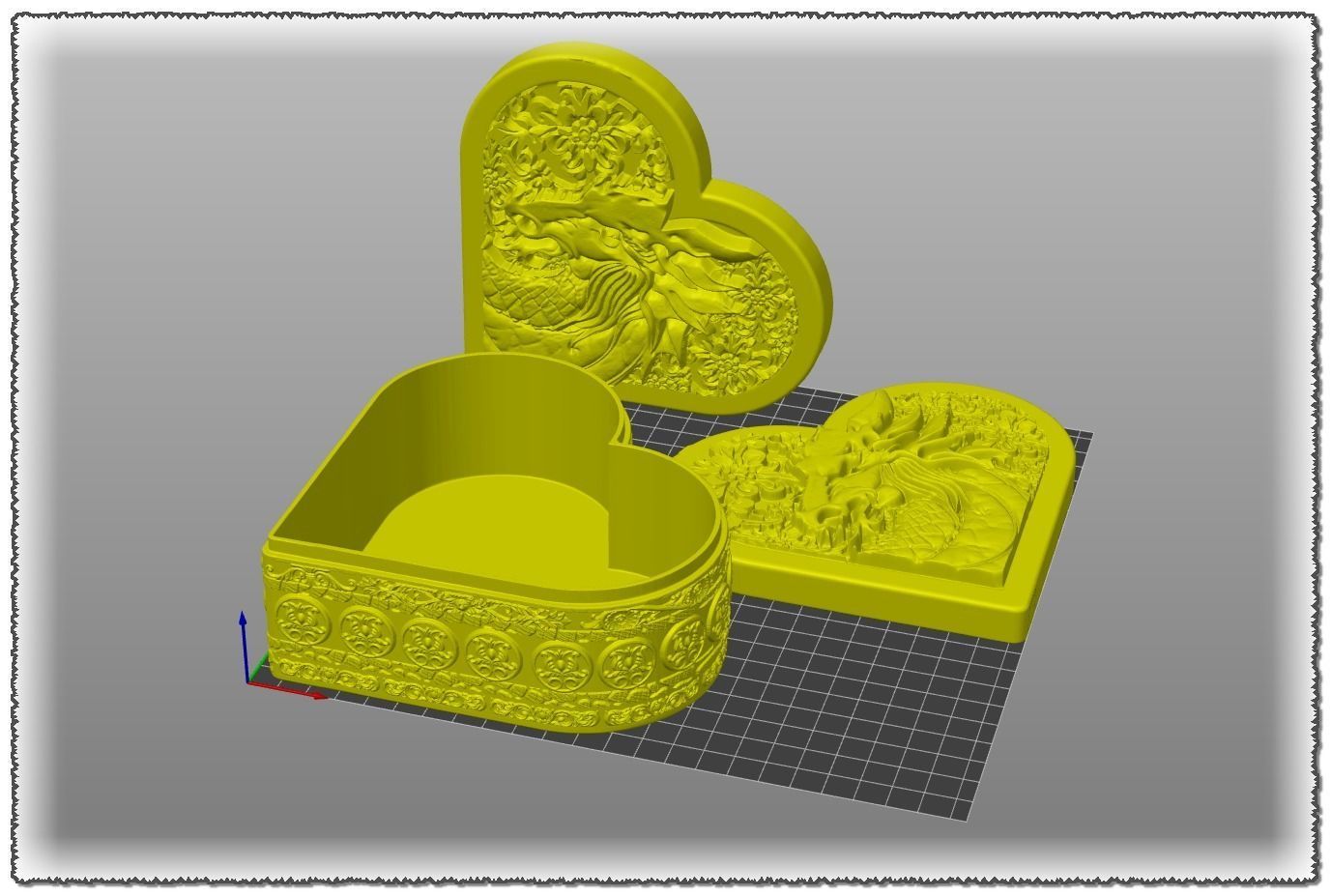 VALENTINES DAY HEART DRAGON GIFT BOX 3D print model_8